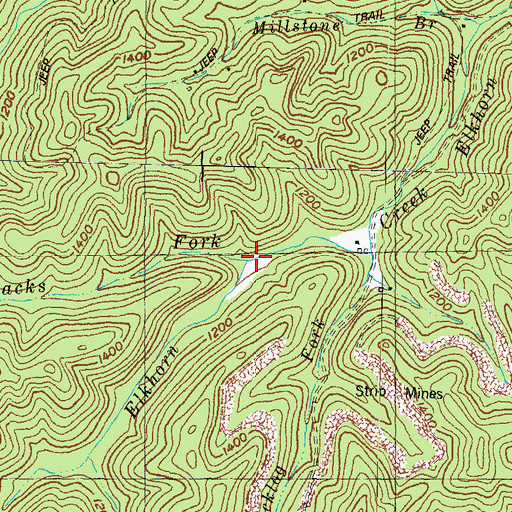 Topographic Map of Jacks Fork, KY