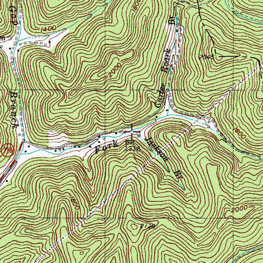 Topographic Map of Jackson Branch, KY