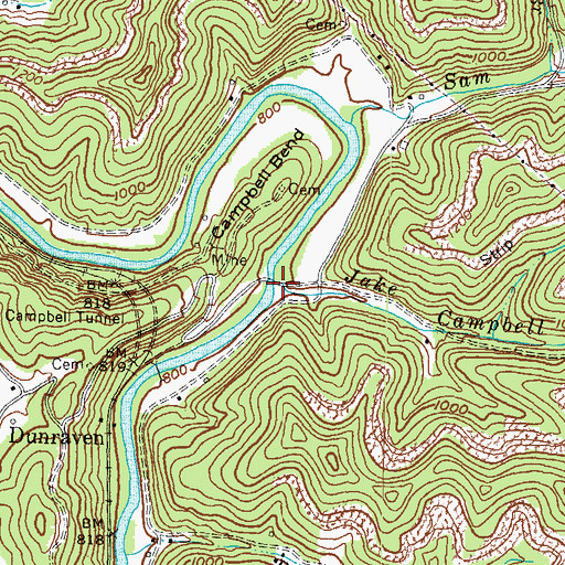 Topographic Map of Jake Campbell Branch, KY