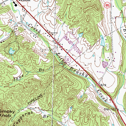 Topographic Map of Jane Branch, KY