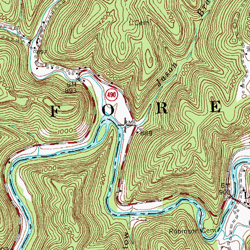 Topographic Map of Jason Branch, KY