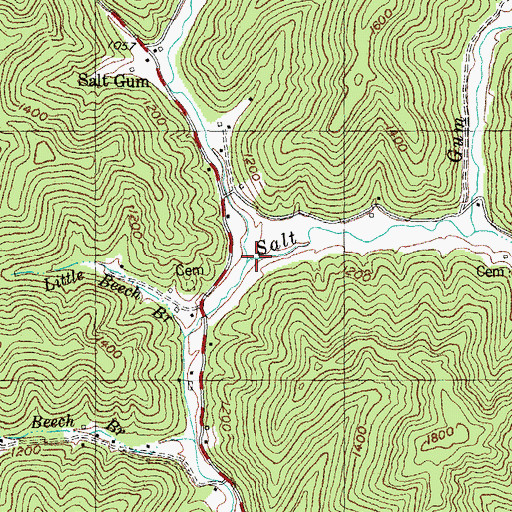 Topographic Map of Jeff Creek, KY