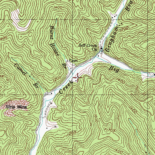 Topographic Map of Jeff Creek School, KY