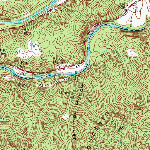 Topographic Map of Jennings Hollow, KY