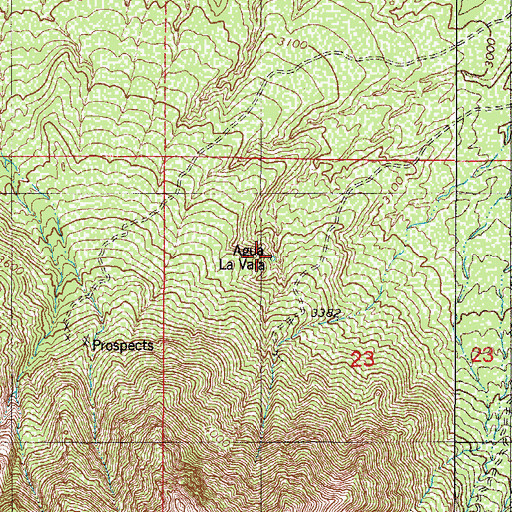Topographic Map of Agua la Vara, AZ