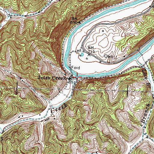 Topographic Map of Jetts Creek, KY