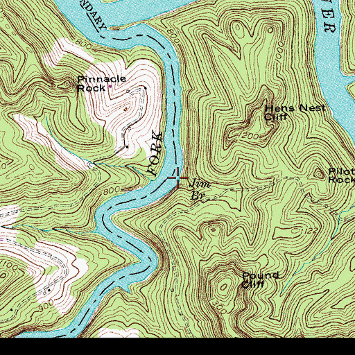 Topographic Map of Jim Branch, KY