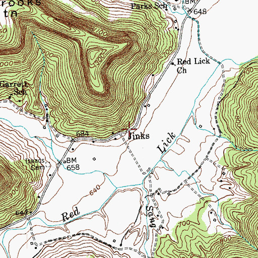 Topographic Map of Jinks, KY