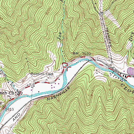 Topographic Map of Joe Branch, KY