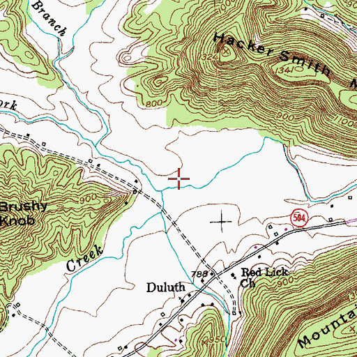 Topographic Map of Joe Lick Fork, KY