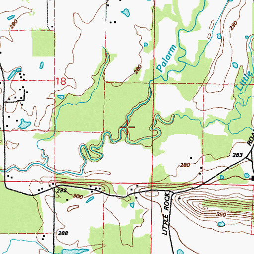 Topographic Map of Little Palarm Creek, AR