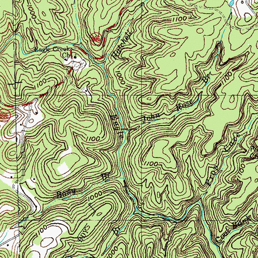 Topographic Map of John Rose Branch, KY