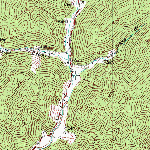 Topographic Map of Johns Branch, KY