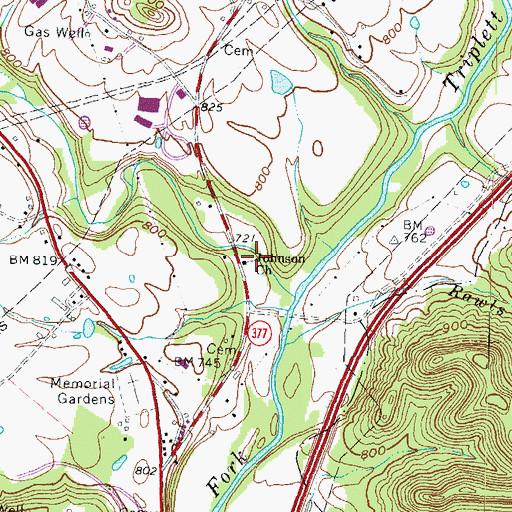 Topographic Map of Johnson Church, KY
