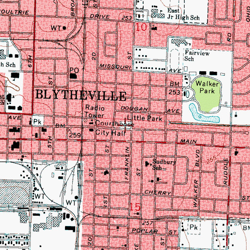 Topographic Map of Little Park, AR