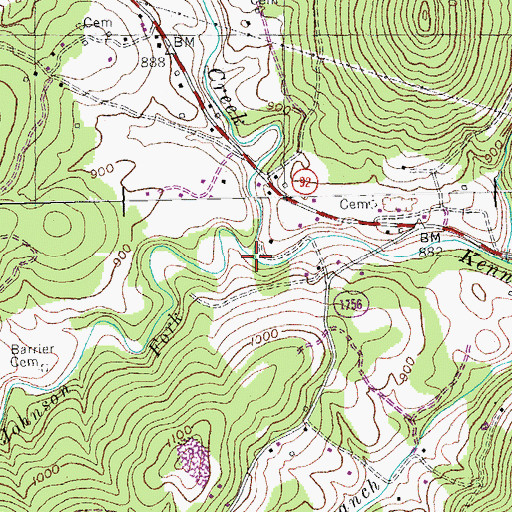 Topographic Map of Johnson Fork, KY