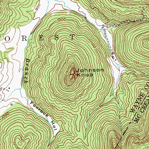 Topographic Map of Johnson Knob, KY