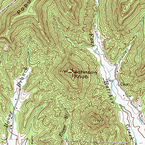 Topographic Map of Johnson Knob, KY