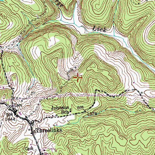 Topographic Map of Johnson School, KY