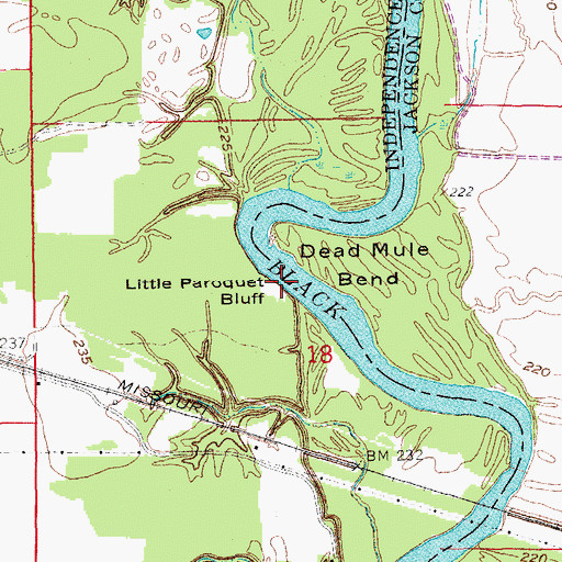 Topographic Map of Little Paroquet Bluff, AR