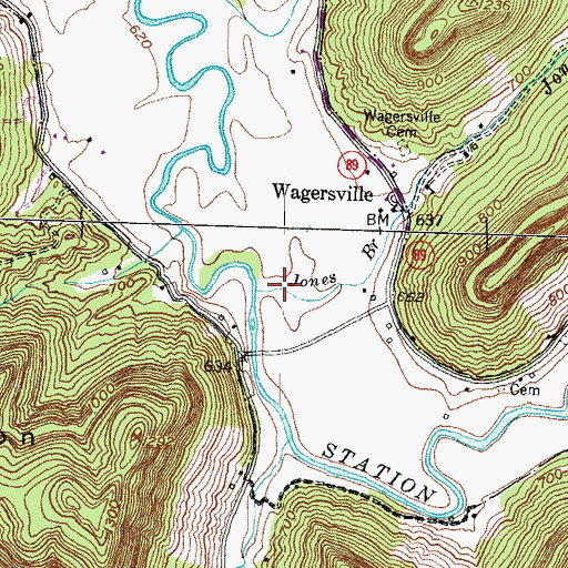 Topographic Map of Jones Branch, KY