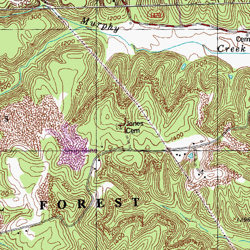 Topographic Map of Jones Cemetery, KY