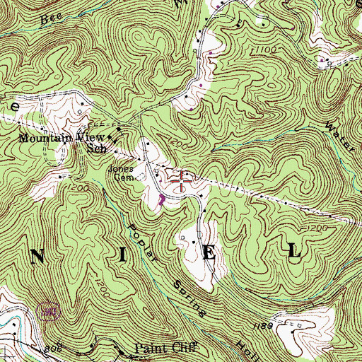 Topographic Map of Jones Cemetery, KY