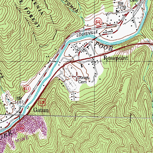 Topographic Map of Jones Cemetery, KY