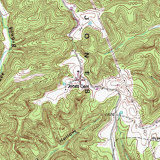 Topographic Map of Jones Cemetery, KY