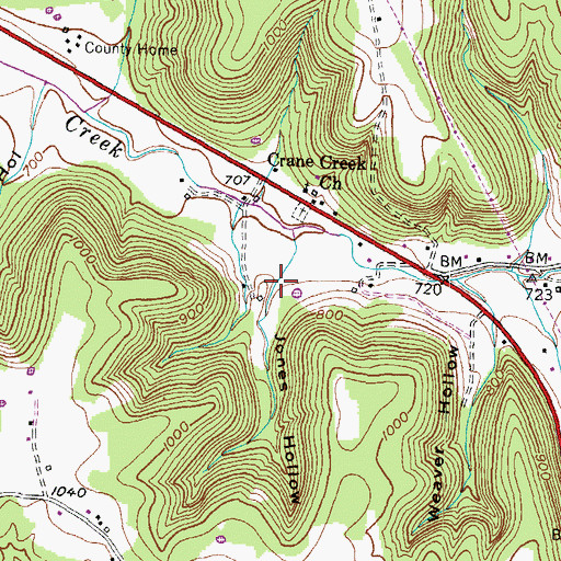 Topographic Map of Jones Hollow, KY