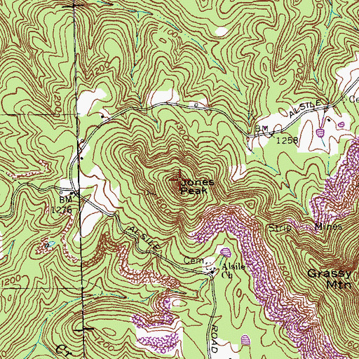 Topographic Map of Jones Peak, KY