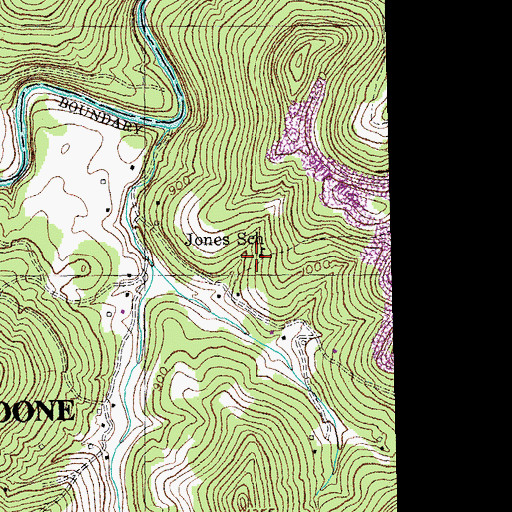 Topographic Map of Jones School, KY