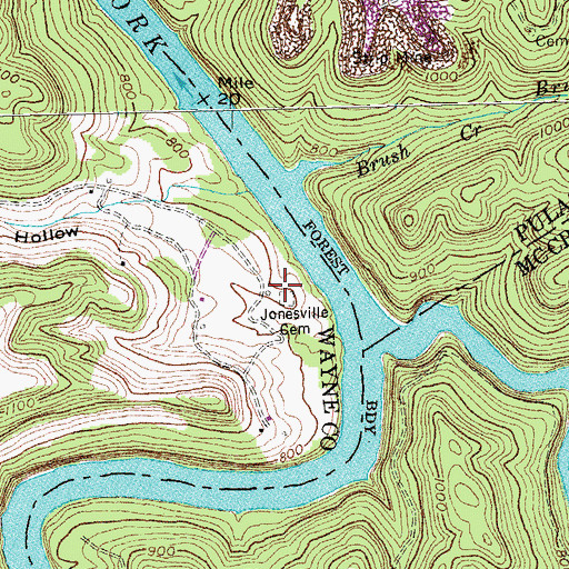 Topographic Map of Jonesville Cemetery, KY
