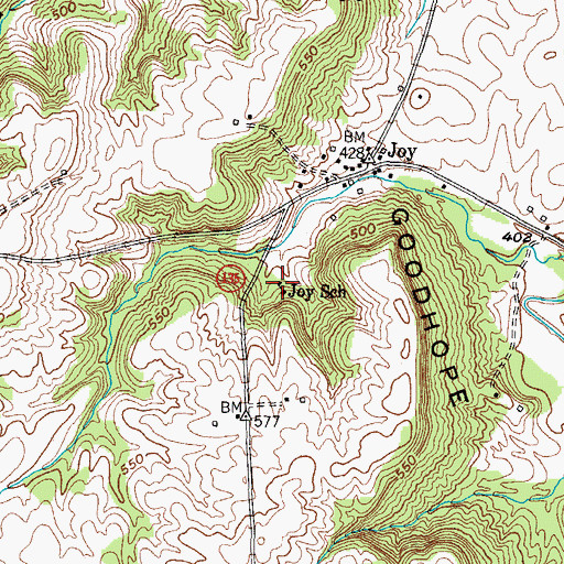 Topographic Map of Joy School, KY