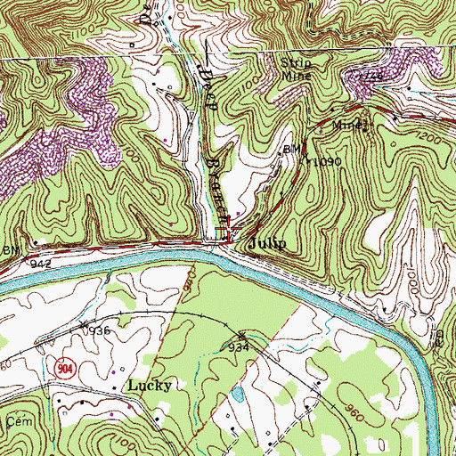 Topographic Map of Julip, KY