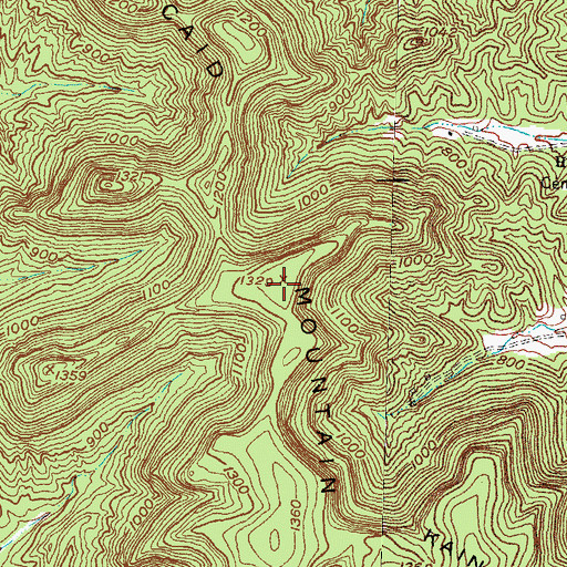 Topographic Map of Kaincaid Mountain, KY