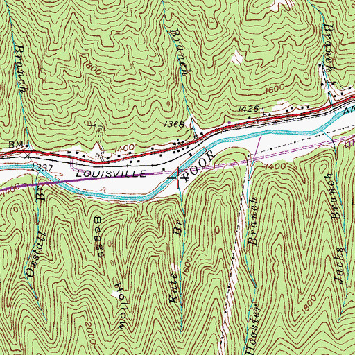 Topographic Map of Kate Branch, KY