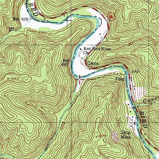 Topographic Map of Katies Creek, KY