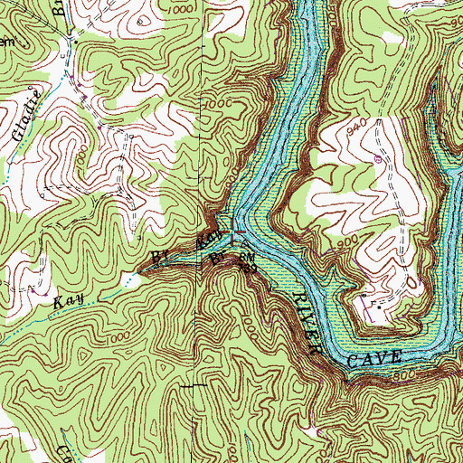 Topographic Map of Kay Branch, KY
