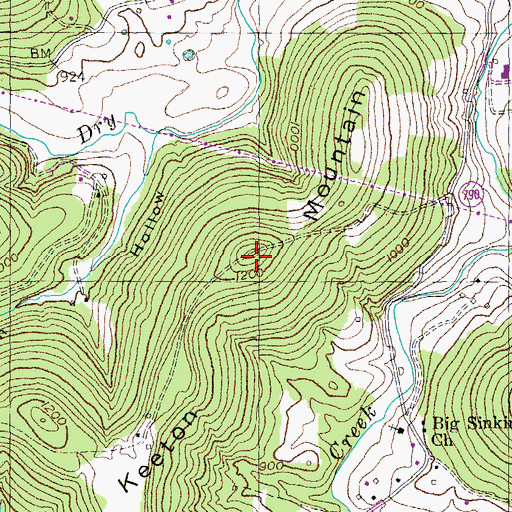 Topographic Map of Keeton Mountain, KY