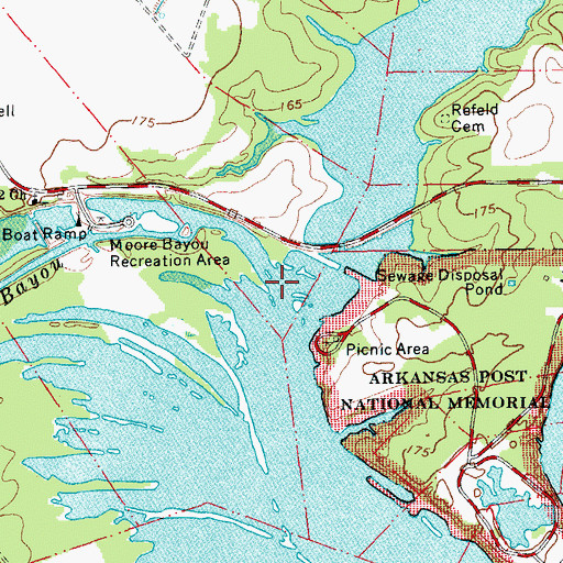 Topographic Map of Little Post Bayou, AR