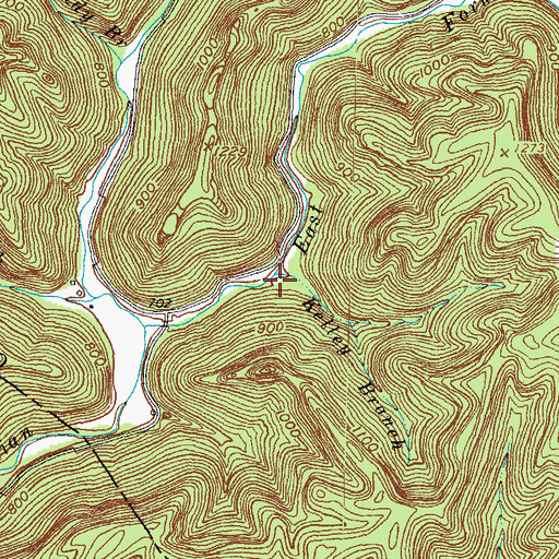 Topographic Map of Kelley Branch, KY
