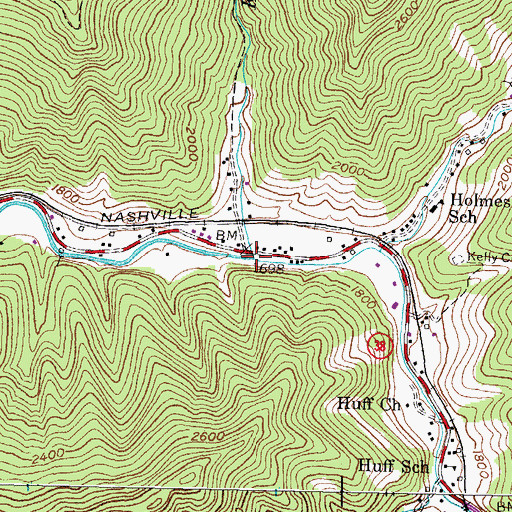 Topographic Map of Kelly Branch, KY