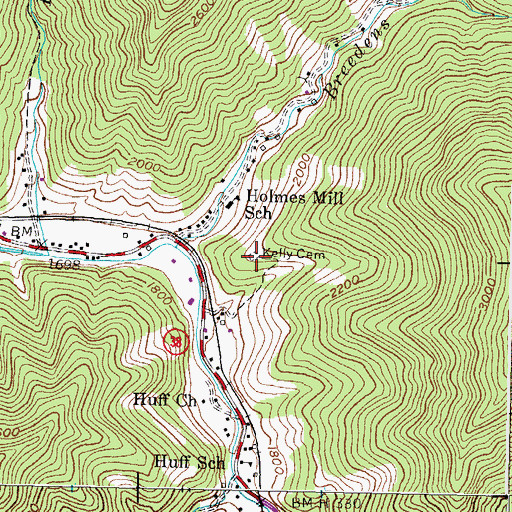 Topographic Map of Kelly Cemetery, KY