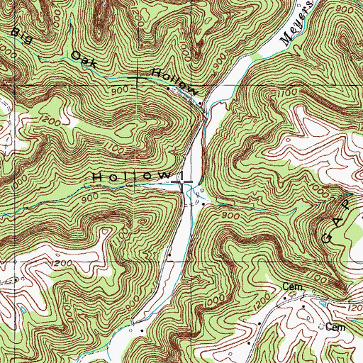Topographic Map of Kendrick Hollow, KY