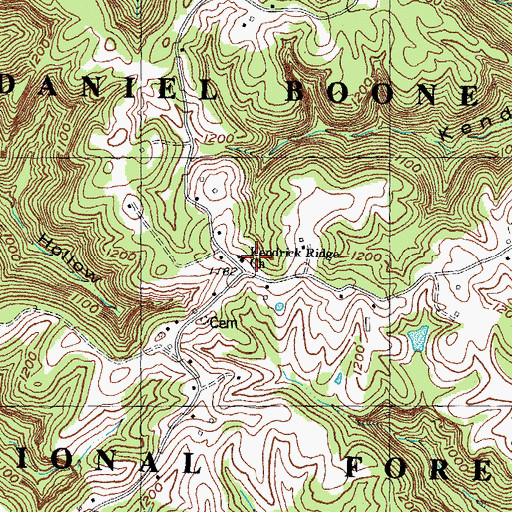 Topographic Map of Kendrick Ridge School, KY