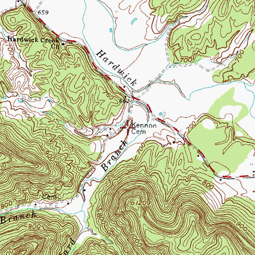 Topographic Map of Kennon Cemetery, KY