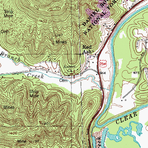 Topographic Map of Kensee Church, KY