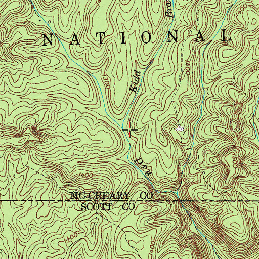Topographic Map of Kidd Branch, KY