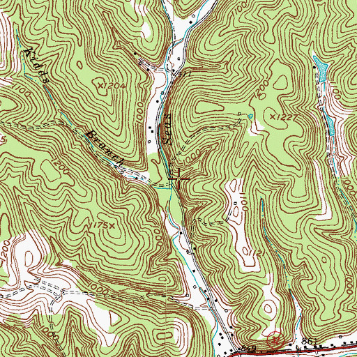 Topographic Map of Kidds Branch, KY